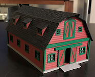 Download the .stl file and 3D Print your own Big Red Barn HO scale model for your model train set. 